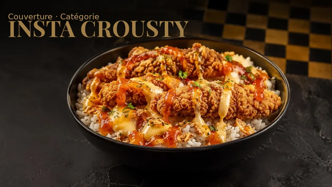 Insta Crousty : riz, poulet croustillant et sauce fromagère maison