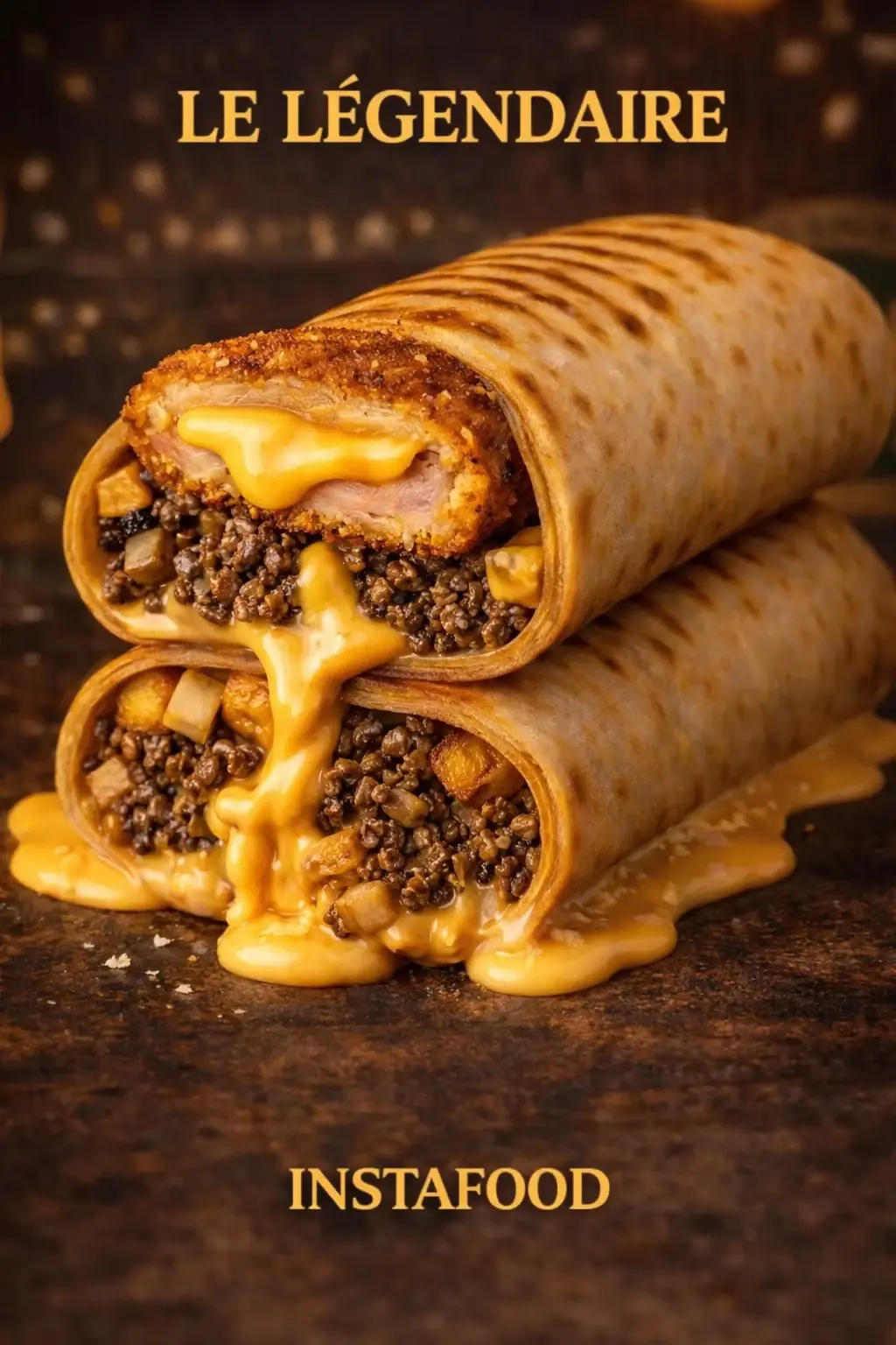 Le Légendaire Instafood - tacos français cordon bleu viande hachée sauce fromagère maison